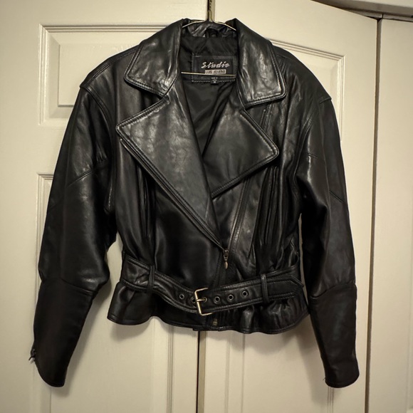Luis Alvear Vintage Women's Black Moto Leather Jacket - Picture 1 of 7